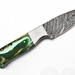 Smart & Sharp Custom Handmade Damascus Steel Hunting Knife/Skinning Knife AA-17227, 17228, 17229, 17230, 17231 and 17232 (Olive, Yellow and Sky Blue Resin)