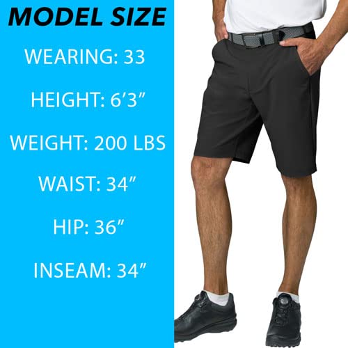 TGW Men's Flat Front Stretch Waist Performance 11.25In Golf Shorts Black 35