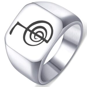 reiki cho-ku-rei-owh womens stainless steel power charm spiral ring