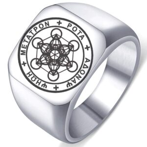 seal of archangel metatron cube womens stainless steel protection amulet ring