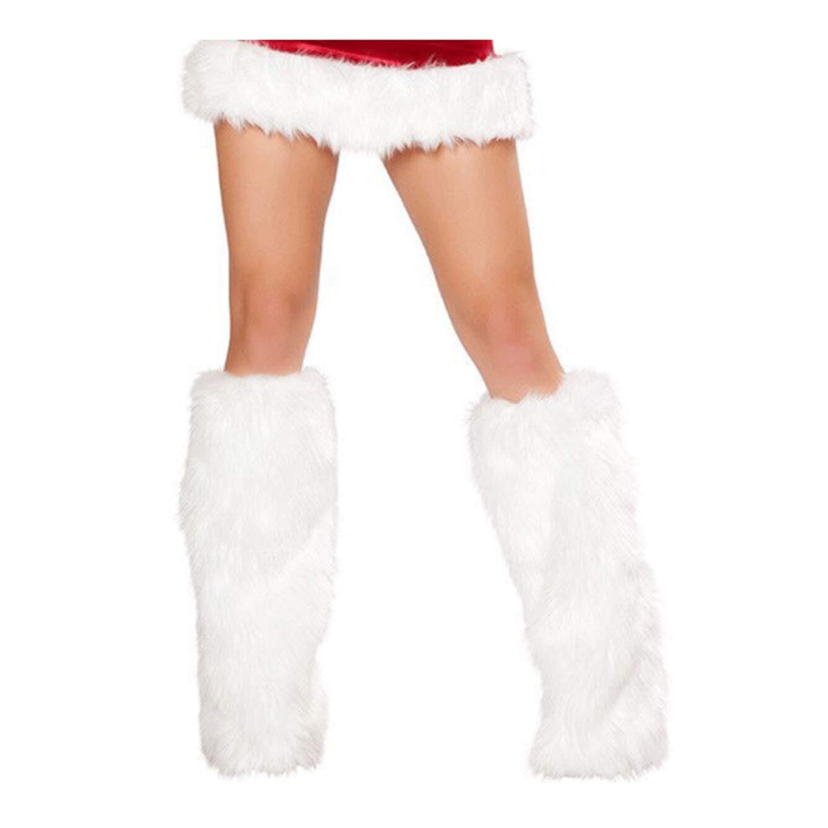 Acrylic Long Leg Warmer with Faux Fur Legwarmers for Women(White)