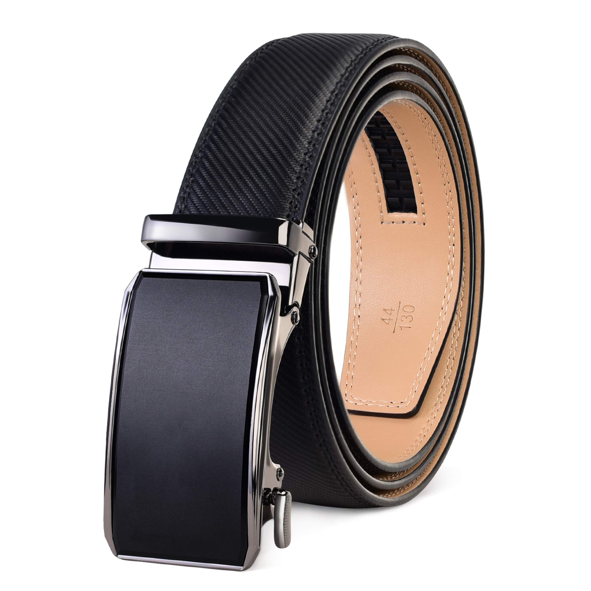 PlusZis 28"-68" Men's Leather Ratchet Dress Belt Big And Tall With Automatic Buckle