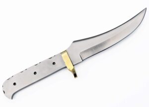 whole earth supply upswept skinner 1095 high carbon steel knife blank +brass finger guard for custom making knives blade blades blanks hunting