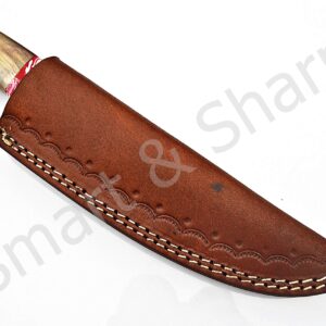 Smart & Sharp Custom Handmade Damascus Steel Hunting Knife/Skinning Knife AA-17236, 17237, 17238, 17239, 17240, 17241 and 17242 (Red & White Resin)