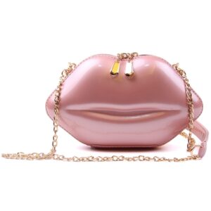 SUKUTU Patent Leather Lip Purse Box Clutch Lip Shaped Party Prom Unique Design Purses Womens Evening Clutch for Teen Girls