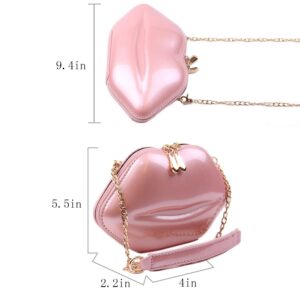 SUKUTU Patent Leather Lip Purse Box Clutch Lip Shaped Party Prom Unique Design Purses Womens Evening Clutch for Teen Girls