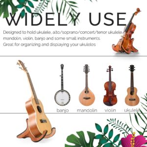 LALAOKS Wooden Ukulele Stand Violin Mandolin Folding Portable Stand (Sapele)