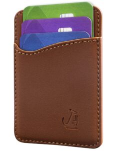 wallaroo wallets slim leather card holder wallet - brown, minimalist, thin, front pocket, genuine leather credit card holder for easy work and travel