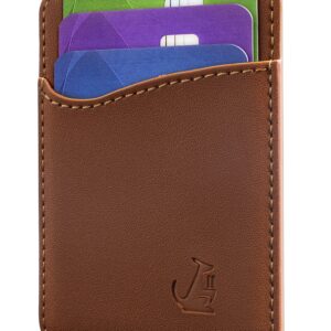 Wallaroo Wallets Slim Leather Card Holder Wallet - Brown, Minimalist, Thin, Front Pocket, Genuine Leather Credit Card Holder for Easy Work and Travel