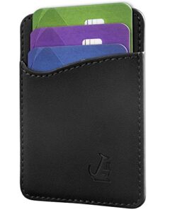 wallaroo wallets slim leather card holder wallet - black, minimalist, thin, front pocket, genuine leather credit card holder for easy work and travel