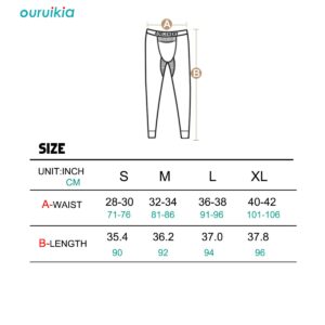 Ouruikia Men's Thermal Underwear Pants Modal Thermal Bottoms Long Johns Pants Underwear with Separate Pouch (Grey(only Bottom), US Large)