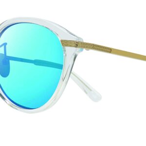 Revo Sunglasses Quinn: Women's Polarized Crystal Glass Lens with Round Frame, Crystal Frame with Revo H2O Blue Lens