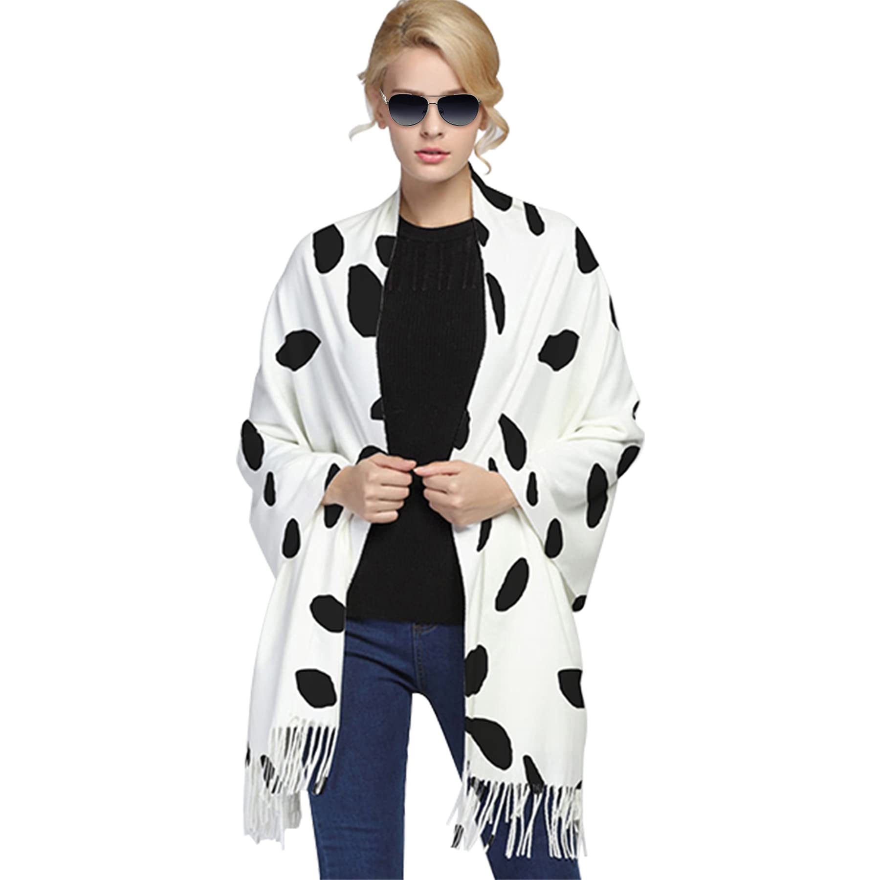 merahans Women's Dalmatian Print Scarf Pashmina Shawls and Wraps Comfortable Long Scarf Winter Warm Scarves