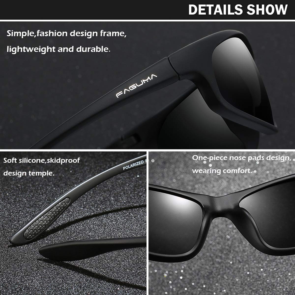 FAGUMA Polarized Sports Sunglasses For Men Cycling Driving Fishing 100% UV Protection