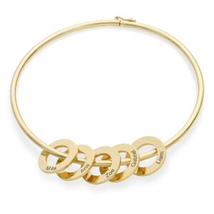 MyNameNecklace Personalized Bracelet Bangle with Circle Disc Pendants - Custom Multiple Pendant Jewelry