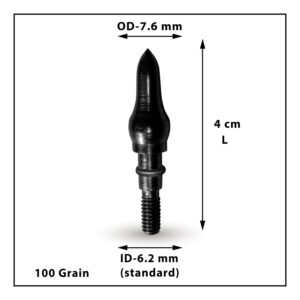 Archery Arrow Field Points Tips - Practice Target & Hunting Arrows Heads for Recurve, Compound Bow & Crossbow Bolts, Screw-in 100 Grain (12 Pack)