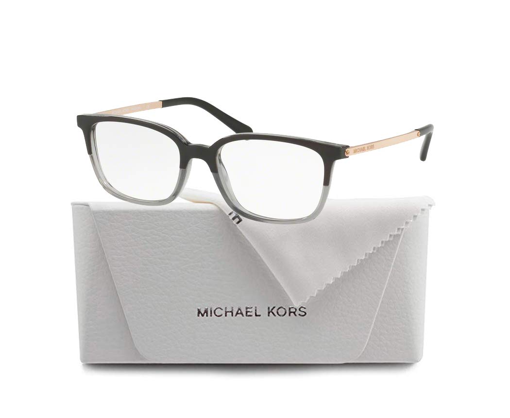 Michael Kors MK4047 BLY 3280 53M Black/Transparent Grey Rectangular Eyeglasses For Women+ BUNDLE with Designer iWear Eyewear Kit Care Kit