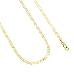 Nuragold 10k Yellow Gold Solid 3mm Anchor Mariner Link Chain Pendant Necklace, Womens Mens Jewelry 16" 18" 20" 22" 24" 26" 28" 30"