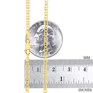 Nuragold 10k Yellow Gold Solid 3mm Anchor Mariner Link Chain Pendant Necklace, Womens Mens Jewelry 16" 18" 20" 22" 24" 26" 28" 30"