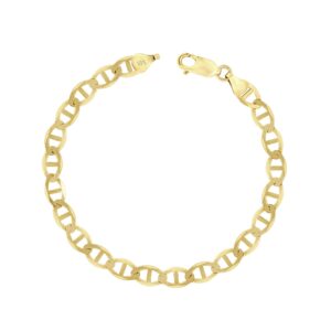 nuragold 10k yellow gold solid 6mm anchor mariner link chain womens bracelet, mens womens jewelry 7" 7.5" 8" 8.5" 9"