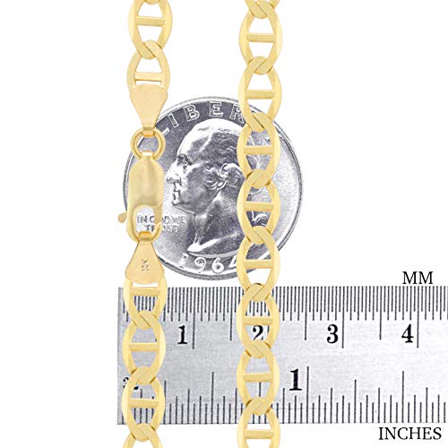 Nuragold 10k Yellow Gold Solid 6mm Anchor Mariner Link Chain Womens Bracelet, Mens Womens Jewelry 7" 7.5" 8" 8.5" 9"