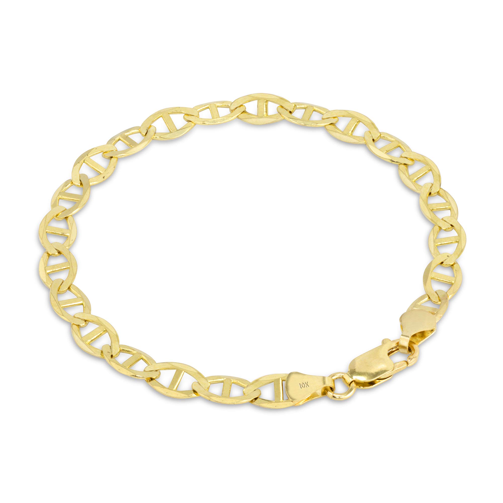 Nuragold 10k Yellow Gold Solid 6mm Anchor Mariner Link Chain Womens Bracelet, Mens Womens Jewelry 7" 7.5" 8" 8.5" 9"