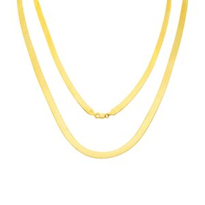 nuragold 10k yellow gold 6mm solid herringbone silky flat high polish chain necklace, womens mens jewelry 16" 18" 20" 22" 24"