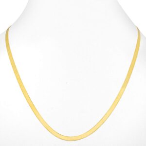 Nuragold 10k Yellow Gold 4mm Solid Herringbone Silky Flat High Polish Chain Necklace, Womens Lobster Clasp 16" 18" 20" 22" 24"