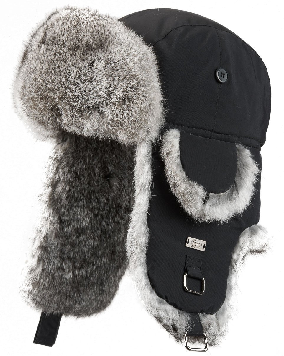 frr B-52 Aviator Hat with Rabbit Fur (Large/XL, Grey)