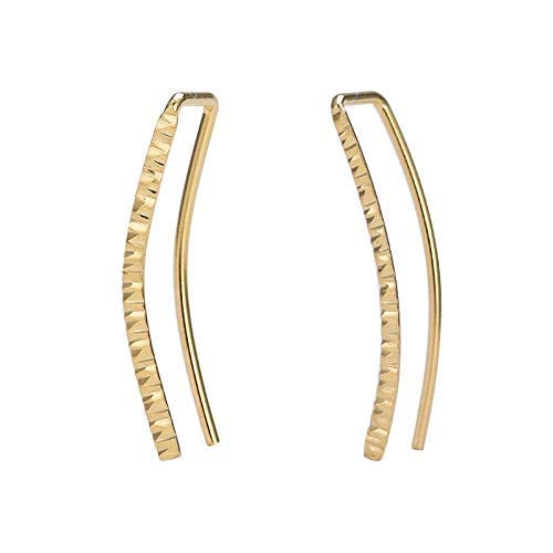 Gold Ear Climber - Dainty Hammered Ear Crawler Simple Minimalist 14k Gold Filled Ear Climbers