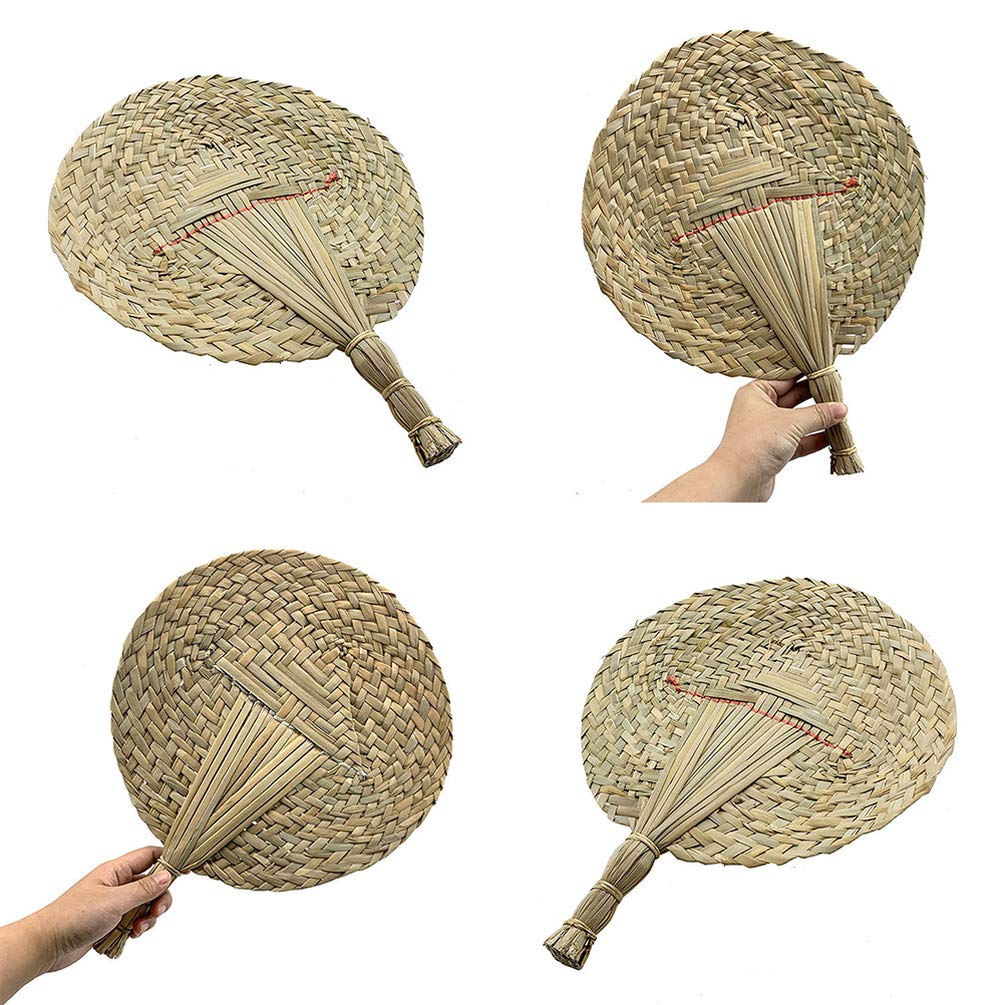 HEALLILY 5pcs Hand Woven Fan Woven Hand Fan Natural Fans Wedding Decor Woven Fans for Weddings Fans Wedding Vintage Decor Chinoiserie Decor Handmade Fan Heart Bamboo Palm Summer Elder