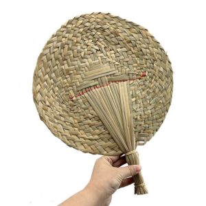 HEALLILY 5pcs Hand Woven Fan Woven Hand Fan Natural Fans Wedding Decor Woven Fans for Weddings Fans Wedding Vintage Decor Chinoiserie Decor Handmade Fan Heart Bamboo Palm Summer Elder