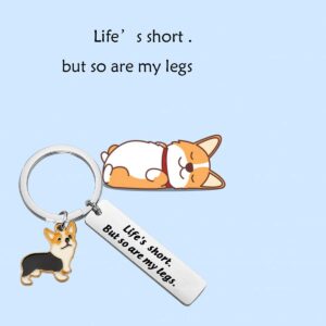 ENSIANTH Funny Corgi Keychain Life’s Short But So Are My Legs Keychain Dogs lover Gifts Inspirational Gift (Corgi Keychain 2)