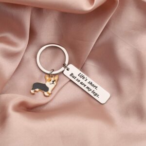 ENSIANTH Funny Corgi Keychain Life’s Short But So Are My Legs Keychain Dogs lover Gifts Inspirational Gift (Corgi Keychain 2)