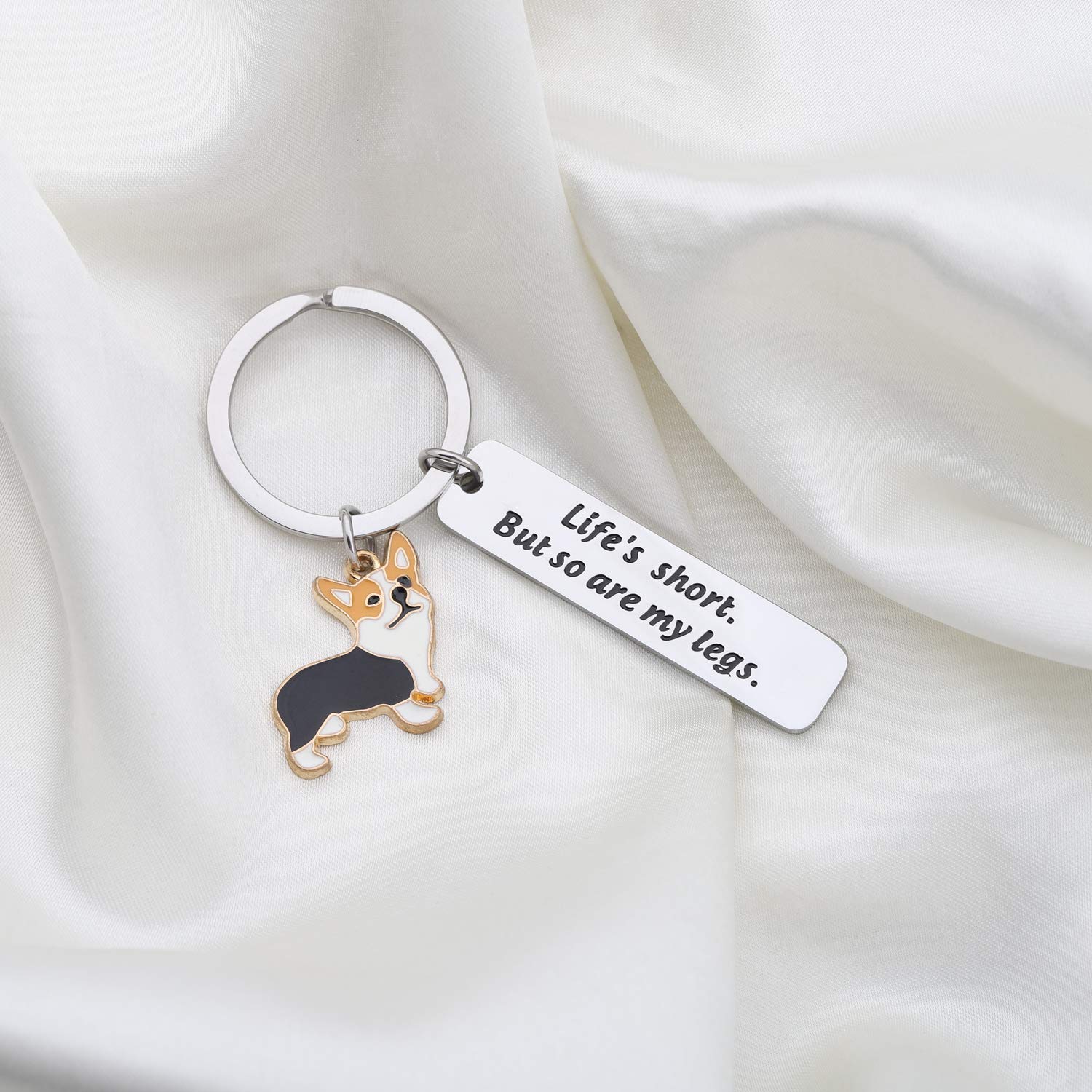 ENSIANTH Funny Corgi Keychain Life’s Short But So Are My Legs Keychain Dogs lover Gifts Inspirational Gift (Corgi Keychain 2)