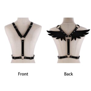 FM FM42 Black O Ring Waist Belt Body Caged Harness with Angel Wings PN2670