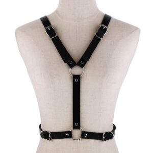 FM FM42 Black O Ring Waist Belt Body Caged Harness with Angel Wings PN2670