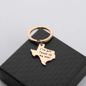 CHOROY Texas Sign Keychain Long Distance Relationship Gift Texas Jewelry Moving Away Gift For Her or Him (texas keychain rog)