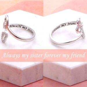 Ladytree Sterling Silver Always My Sister Forever My Friend Double Heart Ring Size 8