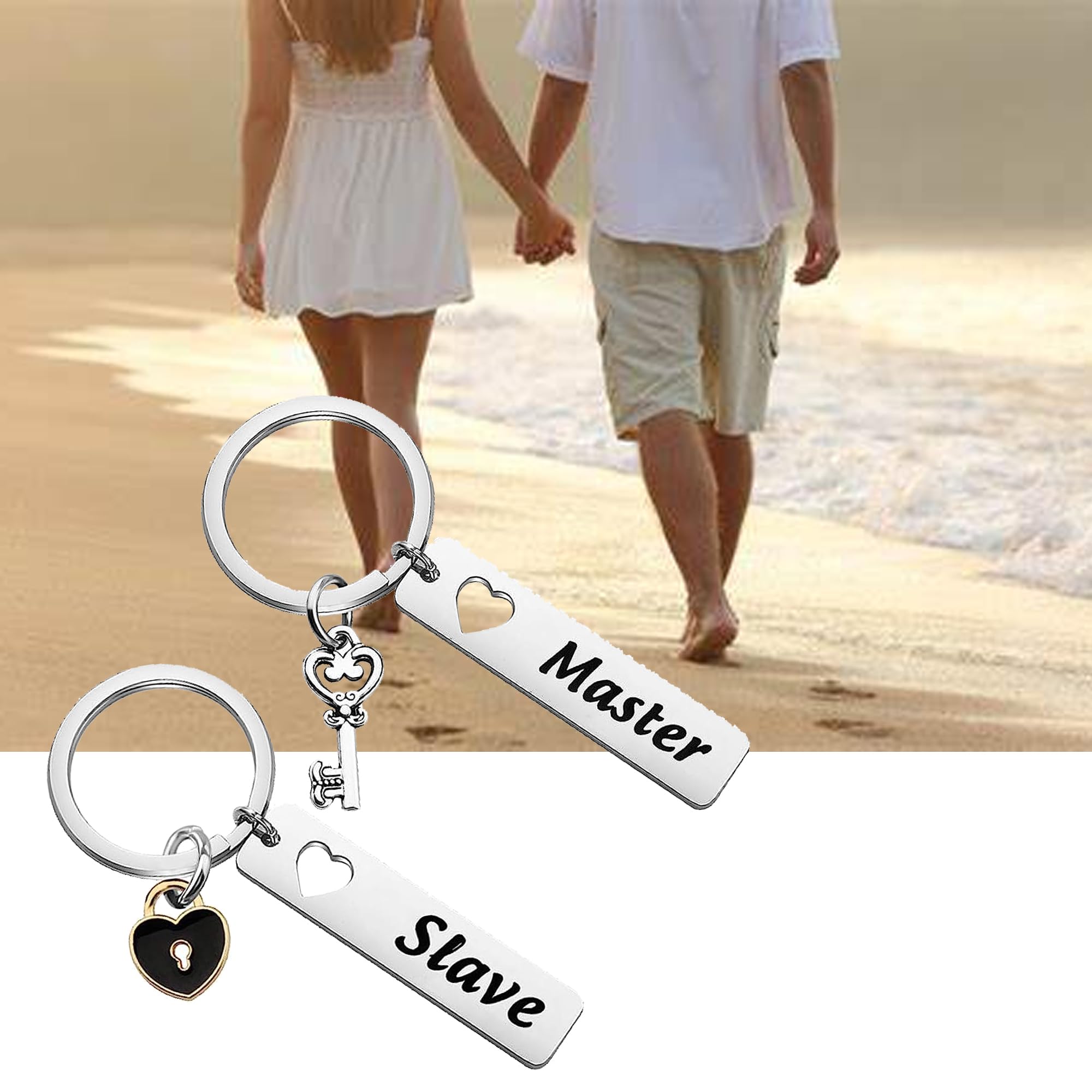 BAUNA Couple Gifts for Boyfriend and Girlfriend Master Slave Keychain Funny Matching Couple Keychains Set for Him and Her (Master Slave Keychain Set)