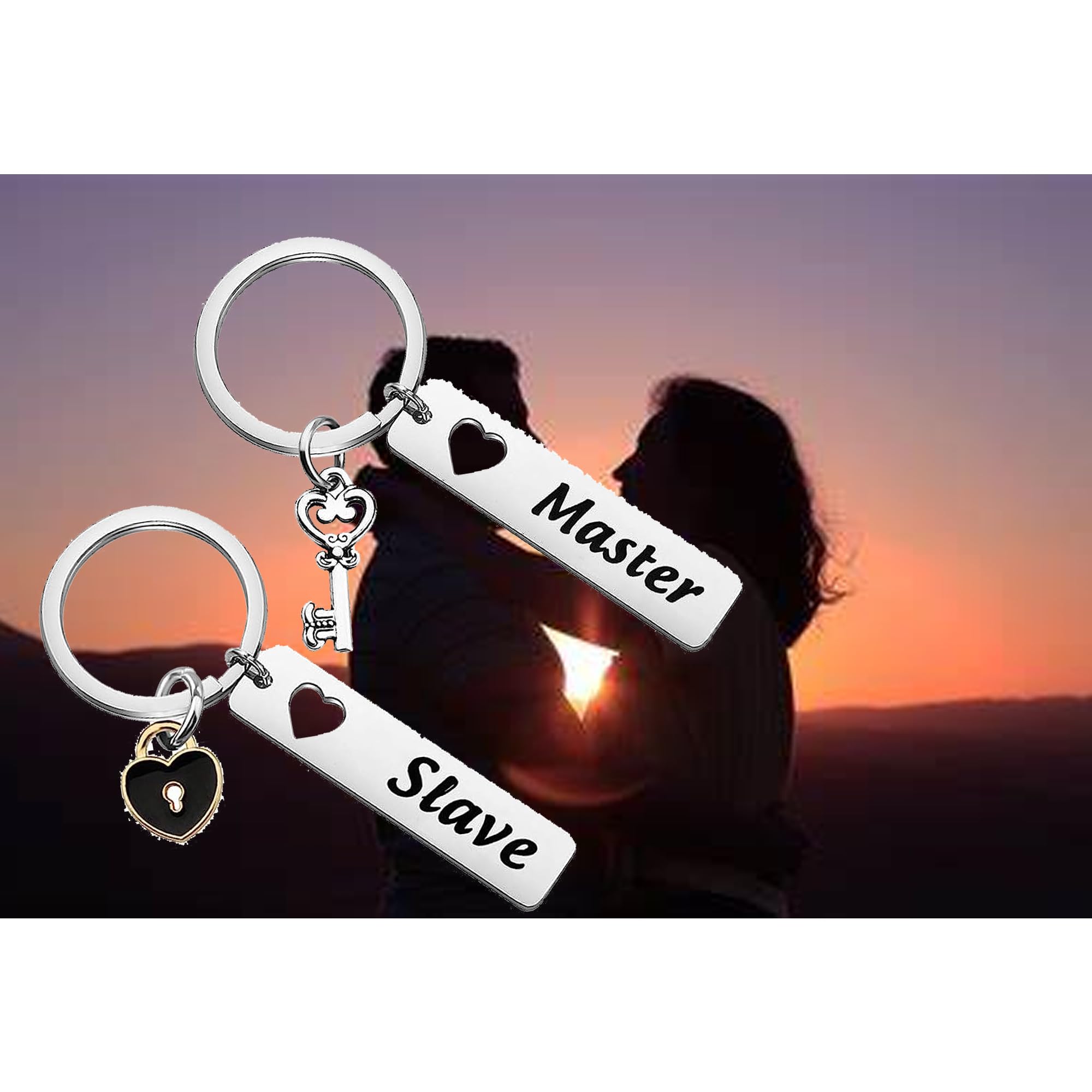 BAUNA Couple Gifts for Boyfriend and Girlfriend Master Slave Keychain Funny Matching Couple Keychains Set for Him and Her (Master Slave Keychain Set)