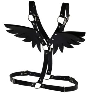 FM FM42 Blue O Ring Waist Belt Body Caged Harness with Angel Wings PN2671