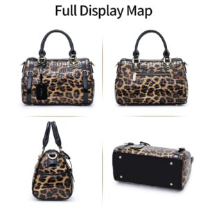 FEIMINA Genuine Leather Handbag Purse CrossBody Bag Patent Leather Shoulder Bag Fashion Leopard Print Christmas gifts for Women