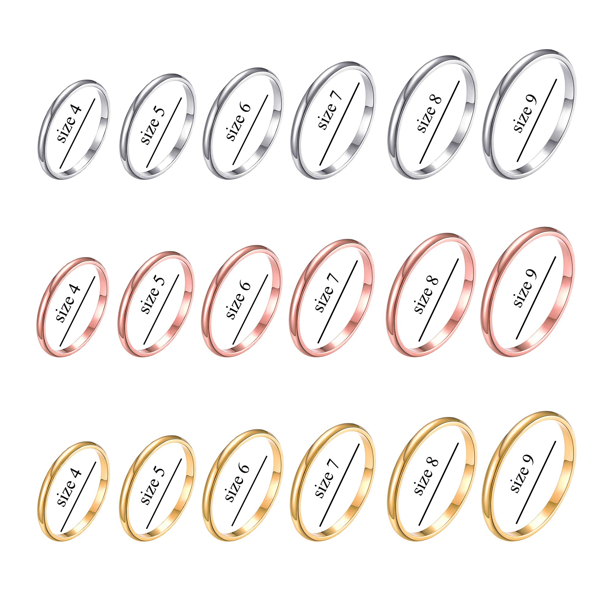 Softones 12-18Pcs 1MM Stainless Steel Thin Rings for Women Rose Gold|Silver|Gold 3 Color Stacking Knuckle Ring Set,Comfort Fit Size 4-9