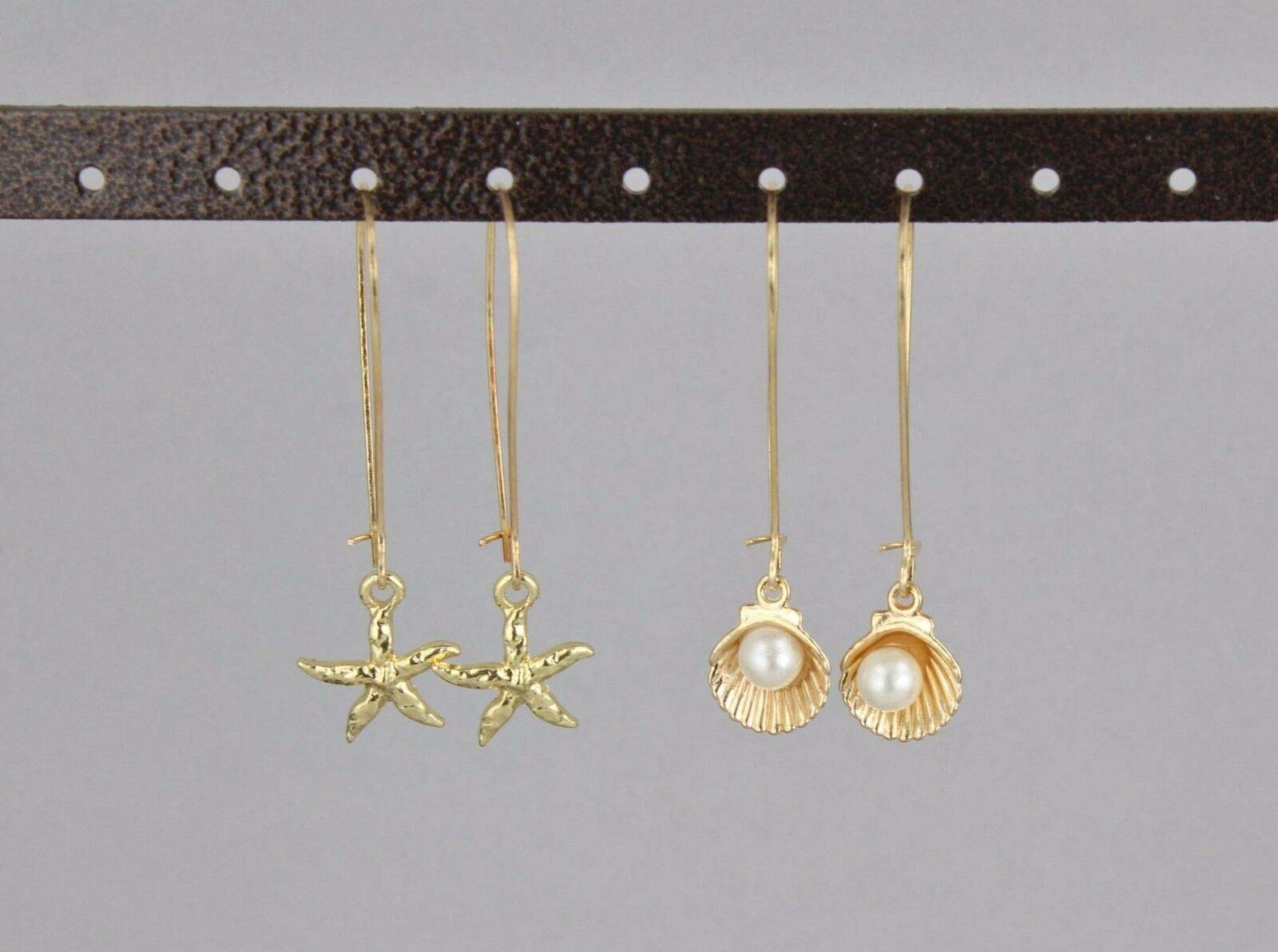 Gold Sea Shell Earrings For Women Set Faux Pearl Oyster Shell 2" Long Dangle Earrings For Women Set