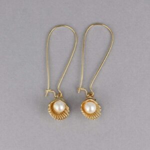 Gold Sea Shell Earrings For Women Set Faux Pearl Oyster Shell 2" Long Dangle Earrings For Women Set