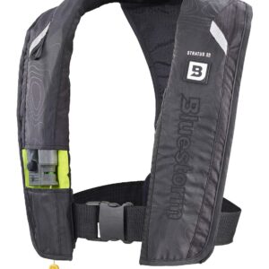 BLUESTORM Stratus 35 Inflatable Life Jacket PFD for Adults (Apex Black) | US Coast Guard (USCG) Approved Automatic Self Inflating Life Vest Preserver with Manual Override