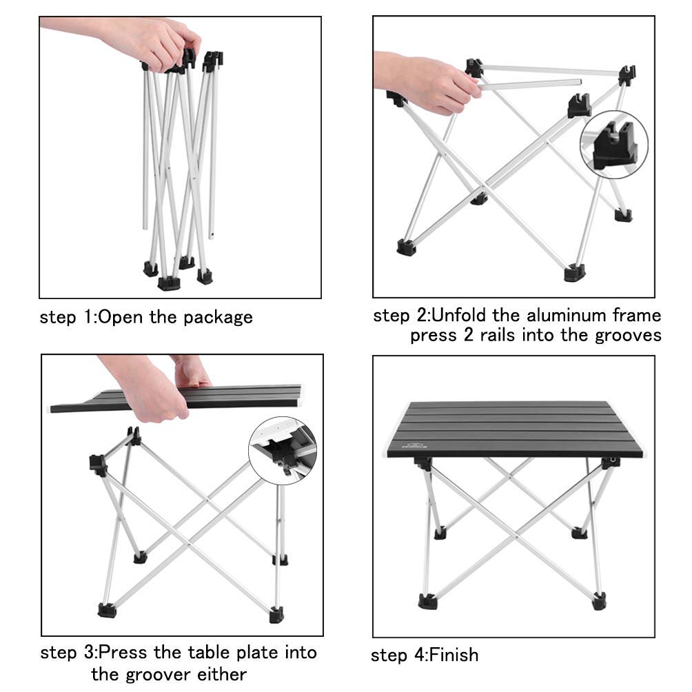 Nice C Camping Table, Camp Table, Folding Table, Beach Table, Roll up Foldable Collapsible, Aluminum Ultralight Compact with Carry Bag for Outdoor, Picnic, Cooking, Festival, Indoor, Office