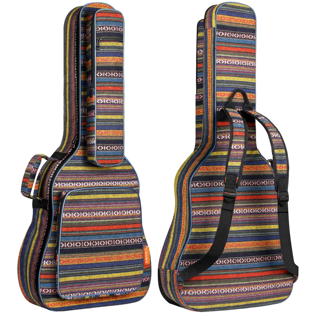 CAHAYA Acoustic Guitar Bag with Neck Cradle Bohemian Vintage Guitar Case 0.65in Thick Sponge Padded Guitar Case for 40 41 42 In Acoustic Classical Guitars CY0186