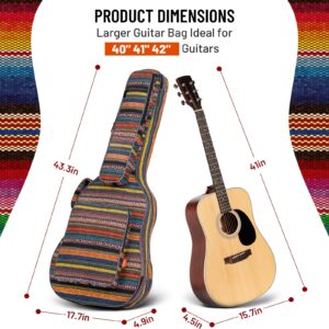 CAHAYA Acoustic Guitar Bag with Neck Cradle Bohemian Vintage Guitar Case 0.65in Thick Sponge Padded Guitar Case for 40 41 42 In Acoustic Classical Guitars CY0186